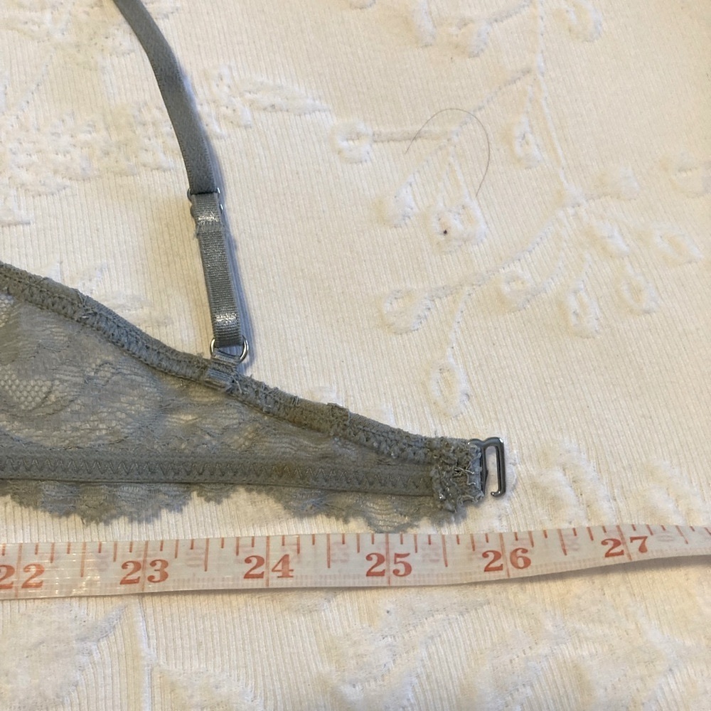 ZARA Blue - Gray Sheer Lace Balconette Bra with Underwire - Size Small - Picture 5 of 8